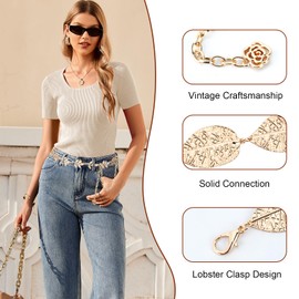 2 Pc sMetal Waist Chain Link Belt, Body Belly Belt Jewelry Fashion for Women Cowgirl Dresses Jeans Trousers Wedding