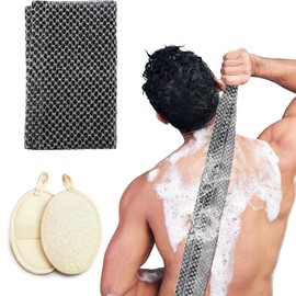 FENQURO Pack of 3 Loofah Sponge, Exfoliating Sponge, Natural Loofah Sponge Exfoliating Body Washer, Made of Environmentally Friendly and Biodegradable Shower Loofah Sponge, Loofah for Men and Women