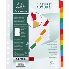 Exacompta Mylar® A4 + 5 Game Divider 12 Positions Carte Blanche 170 g Tabs