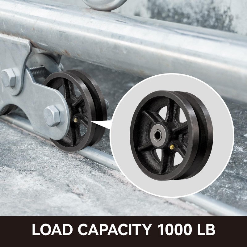 LONGRUNFORU 6" X 2" Sliding Gate Rollers, Cast Iron V