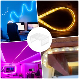 TIXIPEM Waterproof LED Strip Light Clips [50pcs] - Mounting Clips with Screws for 18x20mm LED Neon Flexible Strip Lighting, Neon Signs DIY - [Transparent - 0.59 in]