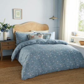 Wylder Nature Bronte Floral 100% Cotton Duvet Cover Set, Bluebell