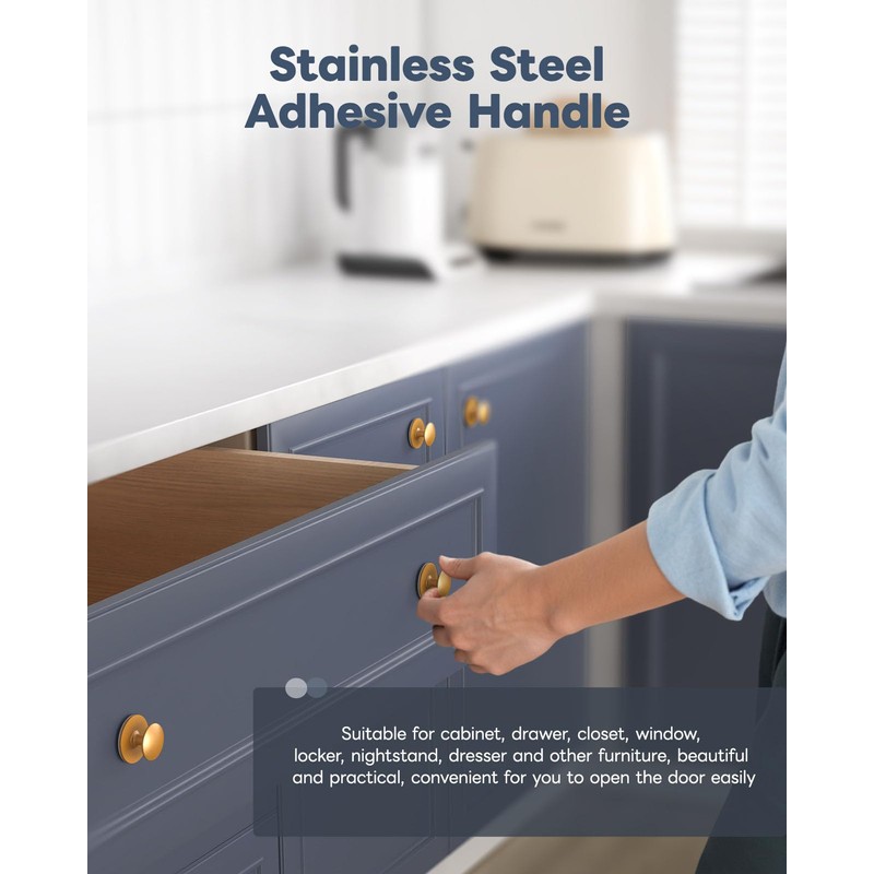 Anobeyi 5 Pack Self Adhesive Cabinet Knobs, No Drilling Self
