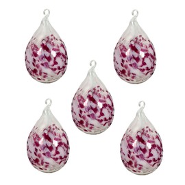 Lauschaer Glas Glass Easter Eggs with Granules, Various Sizes and Sets Mouth-Blown Hand-Shaped (5, Opal White with Ruby Red)