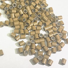 Prolinks- 500 pcs Premium Silicone Lined Copper Micro Rings Beads Tubes For I-Tip Hair Extensions (Dark Blonde- 4 mm)