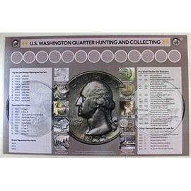 U.S. Washington Quarter Hunting and Collecting 11" x 17" Coin Roll Sorting Laminated Mat