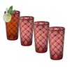 IMPULSE! Monceau Ruby Red highball Drinking Glasses, Set of 4