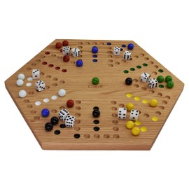 Solid Oak Double Sided Marble Board Game Hand Painted by Cauff (20 inch)