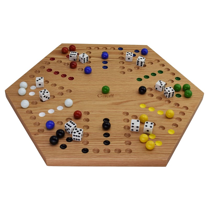 Solid Oak Double Sided Marble Board Game Hand Painted by