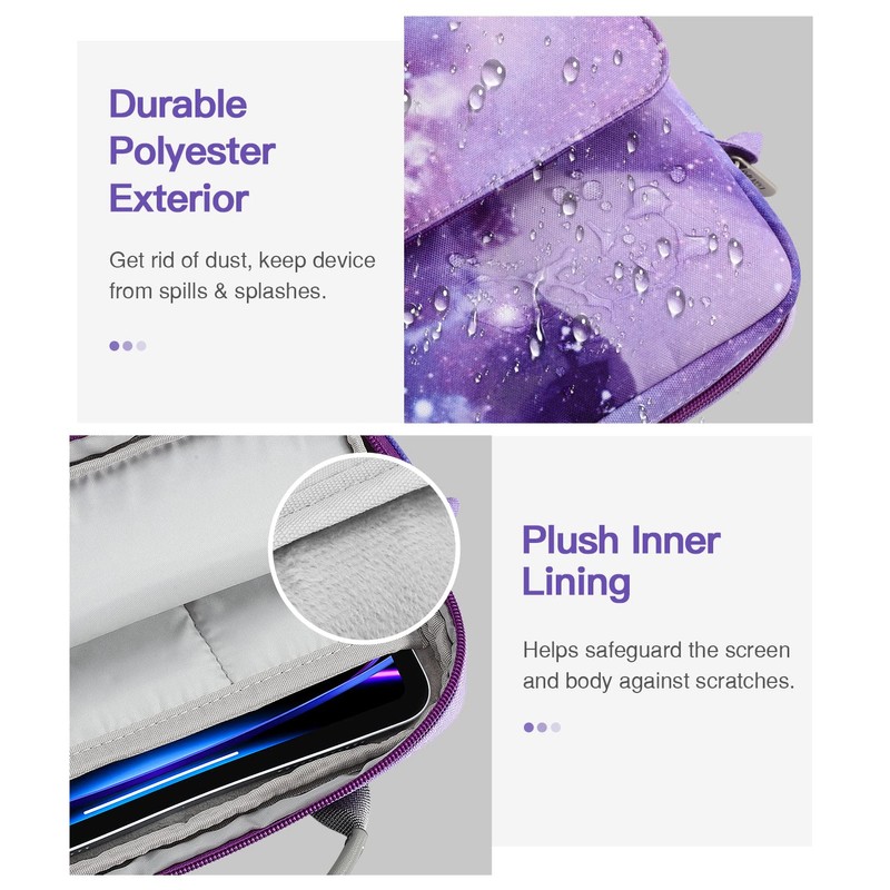 MoKo Tablet Case with Shoulder Strap & Handle, Multiple Compartments,