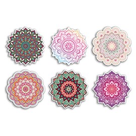 6 x 10cm Mandala Vinyl Stickers - Boho Vintage Brown Neutral Pattern Abstract Art Design Artistic Home Décor Scrapbooking Girls Gift #78972