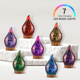 Porseme Essential Oil Diffuser 3D Firework Glass Aromatherapy Ultrasonic Humidifier Rose Gold,Auto Shut-Off,Timer Setting,BPA Free,Aroma Decoration for Home,Office,Gym,Spa,Premium Gift 100ML