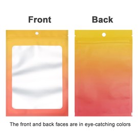 100 Pcs Resealable Mylar Ziplock Food Storage Bags, Gradient Color Smell Proof Bag with Clear Window, Packaging Pouch for Coffee Beans Candy Sample Food (Yellow Orange, 2.7 X 3.9 Inch)