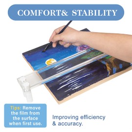 Falling in Art 17Inches Artist Leaning Bridge Hand Rest, Transparent Acrylic Wrist Leaning Bridge with Adjustable Height, Art Drawing Tool for Detailed Painting or Sketching