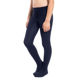 NOQ Girls Thick Tights Corina Plain 120 Denier Warm Footed Leggings Nursery Ballet Dance Class Opaque Black Navy White Pink, Cosmo Blue