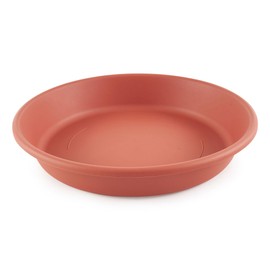 HC Companies Classic Plastic 17.63 Inch Round Plant Flower Pot Planter Deep Saucer Drip Tray for 20 Inch Flower Pots, Terracotta (2 Pack)
