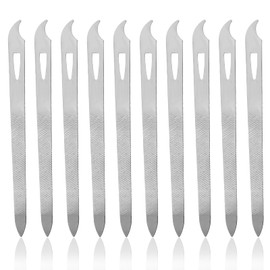 Metal Nail File (10 Pack), 5.5'' Nail Files for Natural Nails Stainless Steel Nail File with Curved Sharp Pointed Tip Sword Fingernail Files Double Sided Manicure Pedicure Toenails Tools
