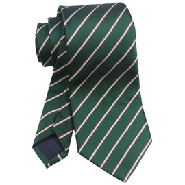Mens Green White Brown Ties Collegiate Striped Pattern Woven Polyester Slim Unique Casual Wedding Neckties