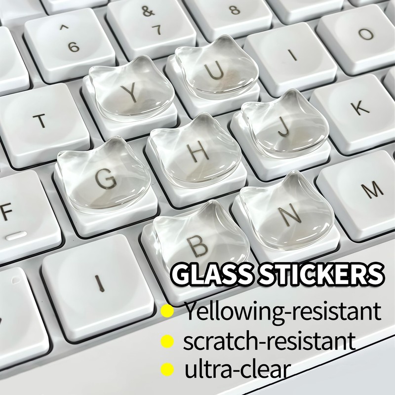 VNLEXMC Transparent Glass Long Nail Keyboard Caps – 80 Raised