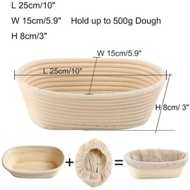Round Oval Bread Proofing Basket Pack 2 Bread Mold Sourdough Bread Bannetons Bortforms Proofing Basket Bowl Baking Mold Bakeware Tools with Linen Cloth Liner