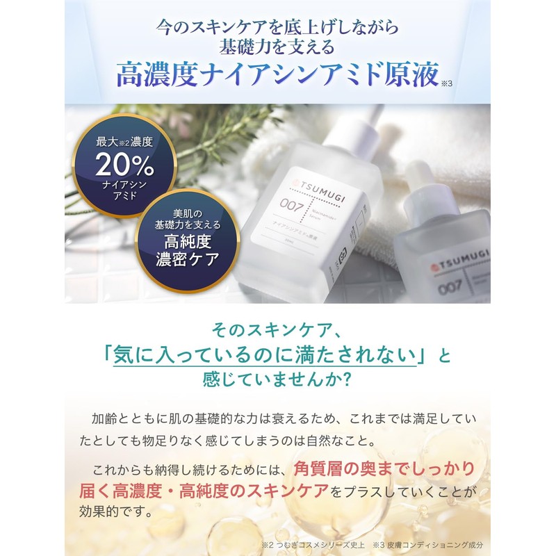 Tsumugi Niacinamide Solution, 20% Solution Serum, 1.0 fl oz (30