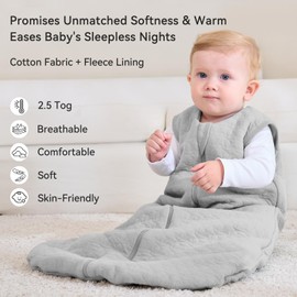 Unnivoll Baby Winter Sleeping Bag, 2.5 Tog, 12-18 Months, Cotton, for Newborns, Warm and Soft, 84 cm, for Boys and Girls, Grey