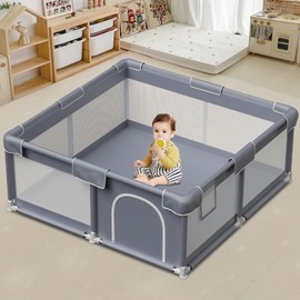 Baby Playpen 50x50 Inch, Playpen for Babies and Toddlers, Baby Play Pen Pin Indoor Play Fence, Without MAT Included