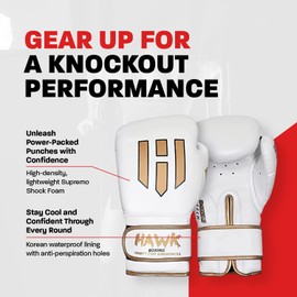 Hawk Sports Boxing Gloves for Men and Women, Comfy Boxing Training Gloves with Foam Padding for Throwing Power Punches with Confidence, Heavy Bag Boxing Gloves for Training and Sparring - White, 16 oz