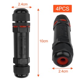 Gvolatee Pack of 4 IP68 Cable Connectors, Waterproof Cable Connector, Cable Sleeve, Cable Connection, Waterproof, Cable Connection, 3-Pin Earth Cable Connection Sleeve, Junction Box