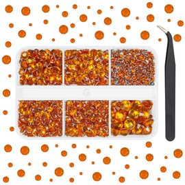 qiipii Orange Red Resin Crystal Rhinestones for Bedazzling Crafting 2mm-6mm Stones Crystals Diamonds Gems for Nails Face Eyes Makeup Tumblers Mugs Bottles DIY Crafts Clothes Shoes Phones Scrapbooking