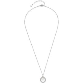 Leonardo Jewels Anouka 023532 Necklace Stainless Steel with Pendant Silver with Cubic Zirconia Stones and White Imitation Pearl Length 45-50 cm Jewellery Gift, Stainless Steel, No Gemstone