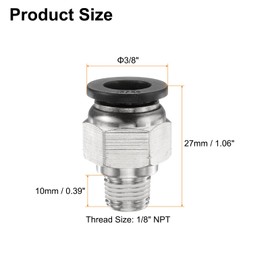 sourcing map 10pcs Push to Connect Fittings 3/8" Tube OD x 1/8" NPT Thread Male Straight Union Fittings Copper Quick Connect Pneumatic Fittings for Semi Truck Trailers Air Brake System, Black