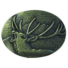 BELTINGER Belt Buckle Deer 4.0 cm | Buckle Interchangeable Buckle Belt Buckle 40 mm Solid | for Hunting Outfit | Interchangeable Belt up to 4 cm, Old Brass