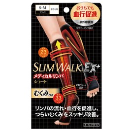 Slim Walk Compression Socks Medical Lymph Socks Short Toeless Black S-M Compression Swelling