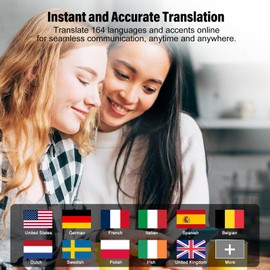 AI Translation Earbuds Real Time, Buletooth 5.3 Translator Headset with 164 Languages, 4 Translation Modes,3-in-1 Bluetooth Earpiece with ENC Dual Mic, 120H Translator Earbuds for Travel/Business