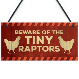 RED OCEAN Funny Chicken Sign Beware Sign For Chicken Coop Hen House Family Home Sign