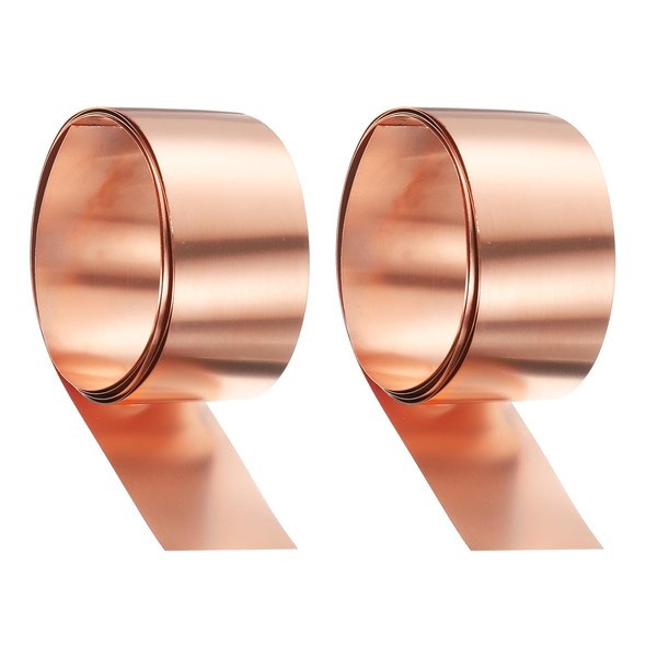 HARFINGTON 2pcs Copper Sheet Roll 0.1mm Thick Copper Flashing 99.95%