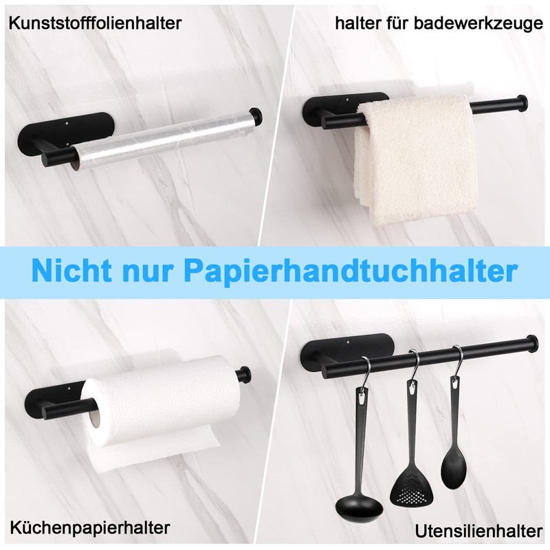 Deymogs Stainless Steel Kitchen Wall Roll Holder, No Drilling Required,