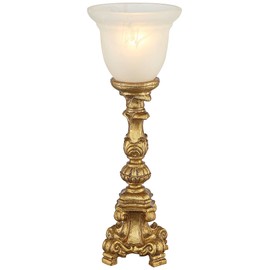 Regency Hill Traditional Glam Console Accent Table Lamp 18" High French Gold Uplight Alabaster Glass Shade Decor for Living Room Bedroom House Bedside Nightstand Office Reading Family