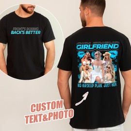 H-DEWALL Custom T Shirts for Boyfriend Custom Face Shirts I Love My Girlfriend T Shirt Wife Shirt Gifts for Valentines Funny Shirt Anniversary for Husband