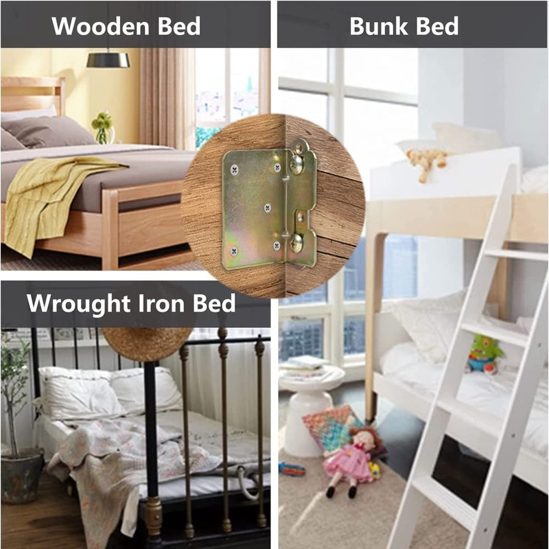 WANLIAN Bed Rail Brackets, Bed Frame Hardware, Set of 4