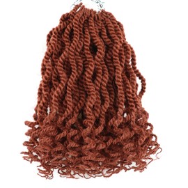 Ginger Senegalese Twist Crochet Hair for Black Women 8 Inch Crochet Hair with Curly Ends Short Pre Looped Kinky Twists Crochet Braids 8 Packs Pre Twisted Crochet Braiding Hair (8 Inch,350)