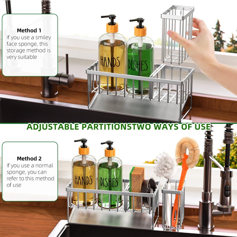 Cisily Kitchen Soap Dispenser Set with Pump, 16OZ Glass Bottle