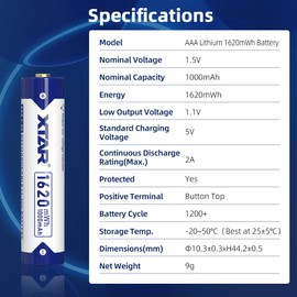aa AAA Batteries 4pcs XTAR 1.5V Battery 4150mWh AA with 4pcs 1620mWh AAA Combo LC8 Battery Charger (LC8+4 * 4150mWh AA+4 * 1620mWh AAA)