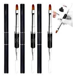 Pincel Para Uñas Polygelacrigel Doble Con Espátula 3 Pzas                                                                                             