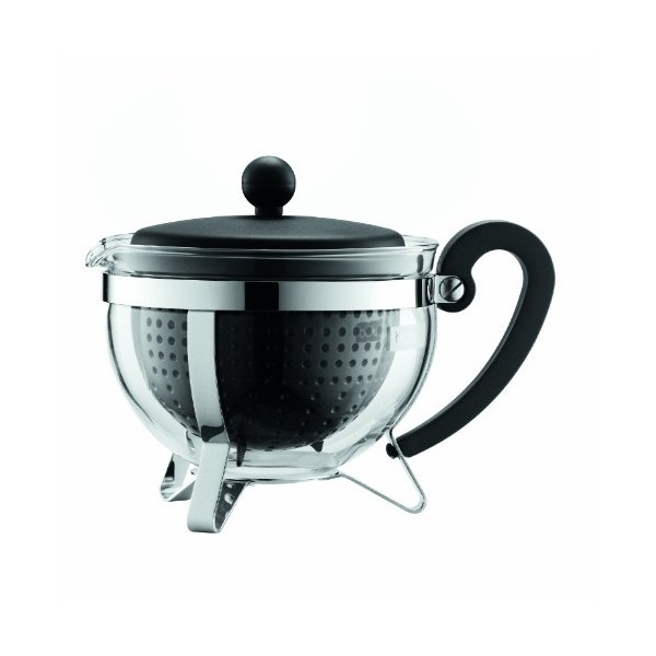 Bodum 1975-01 Chambord Teapot with Coloured Plastic Filter - 1 L, Black
