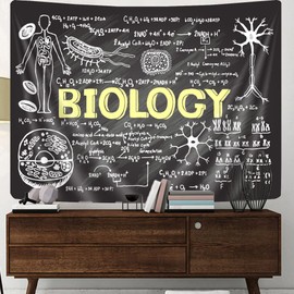Uokiuki Science Tapestry, Educational Tapestry for Teen Teacher Student, Hand drawn Biology on Chalkboard Tapestry Wall Hanging for Classroom Bedroom Living Room Dorm 60 X 40 Inch