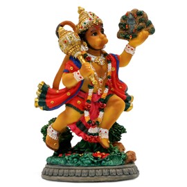 Hindu God Flying Hanuman Statue - 5.3" H Lord Hanuman Perfect Indian Gift for Diwali,Navratri,Dussehra,Job Interviews, Wedding, Baby Shower Return Gifts Temple Mandir Pooja Item