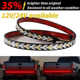 HQWCPY Tailgate Light LED Brake Light Strip for Truck， Sequential Turn Signal Light Waterproof Strobe Brake Lights, Running Tail Light for Pickup Truck Construction Vehicles Trailer (70 Inch)