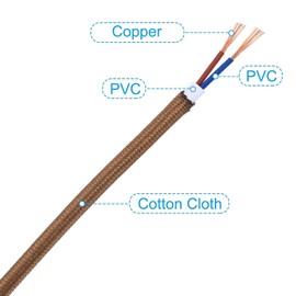 10 Meters Vintage 2 Core Round Fabric Coated Electric Cable Italian Braided 0.75mm Electric Cable Flexible Wire for Lighting Other Devices